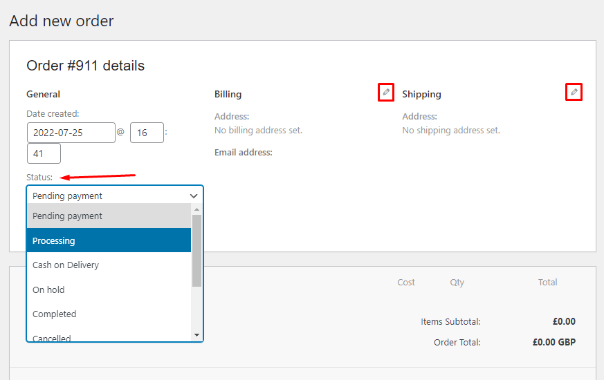 create invoice for woocommerce order