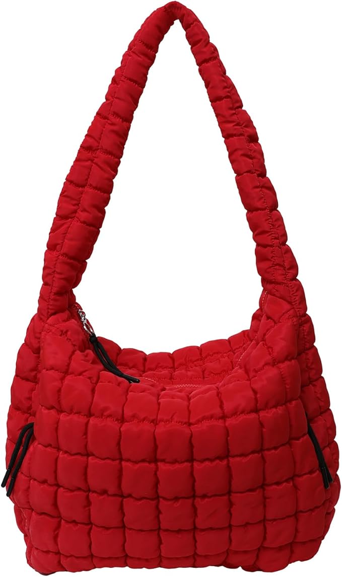 Extolove Quilted Tote Bag, Large Lightweight Quilted Bag Puffer Tote Bag Trendy Puffy Purse Hobo Bags for Women