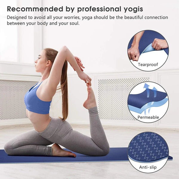 Yoga mat double layer home gym with tying rope and carry bag