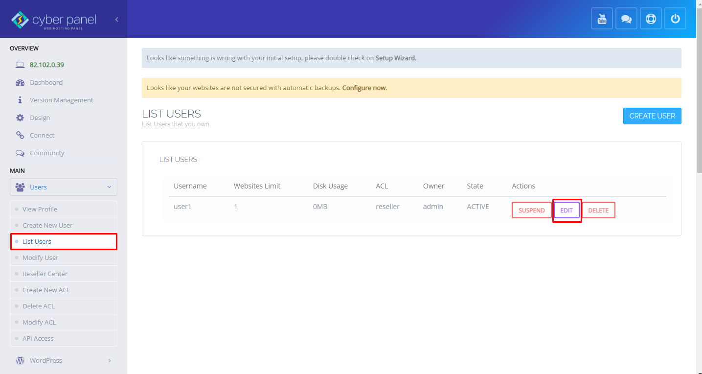 Manage User Permission in CyberPanel | BigCloudy KB