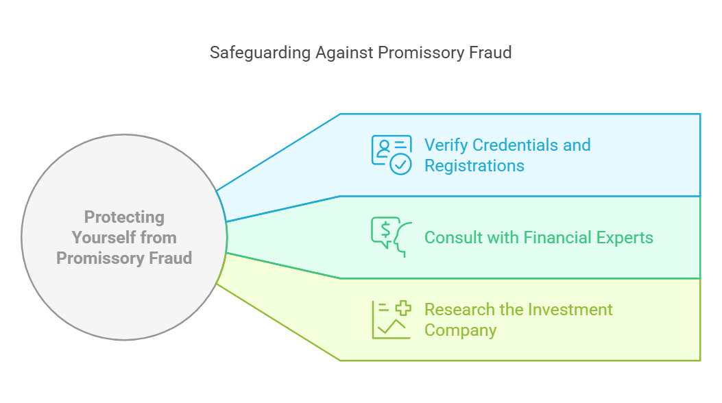 Diagram depicting the steps to protect from promissory fraud