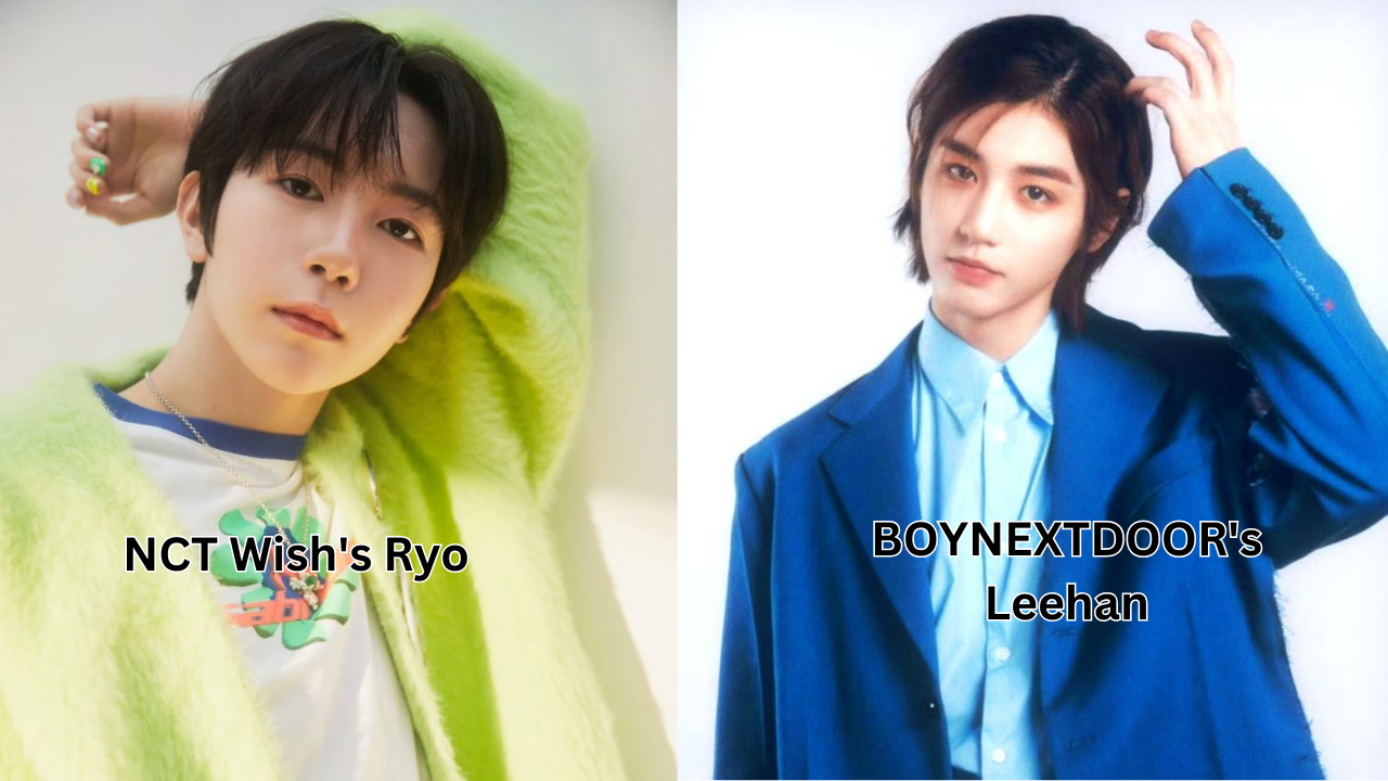 This contains an image of  NCT Wish's Ryo and BOYNEXTDOOR's Leehan