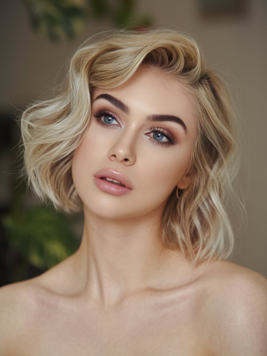 46. Icy Blonde Bob with Waves