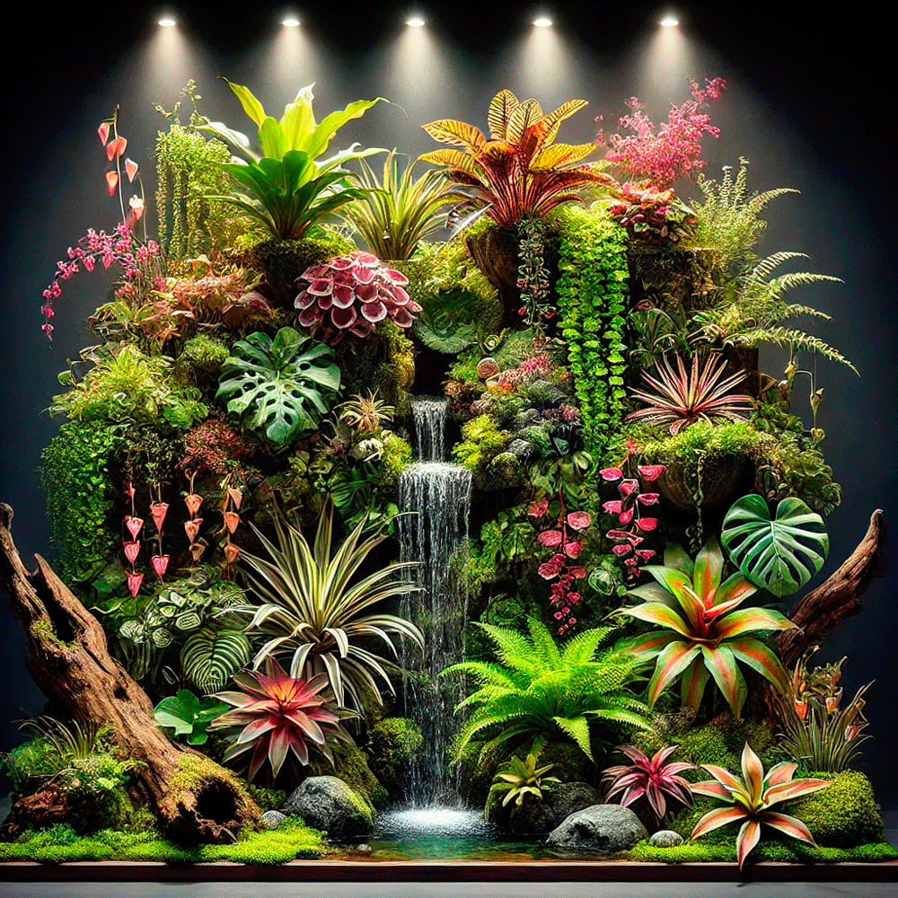 paludario muy plantado con las mejores plantas para un acuario paludario