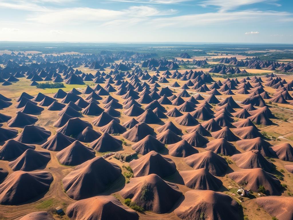 Aerial view of the Chocolate Hills showing their vast number and uniform distribution
