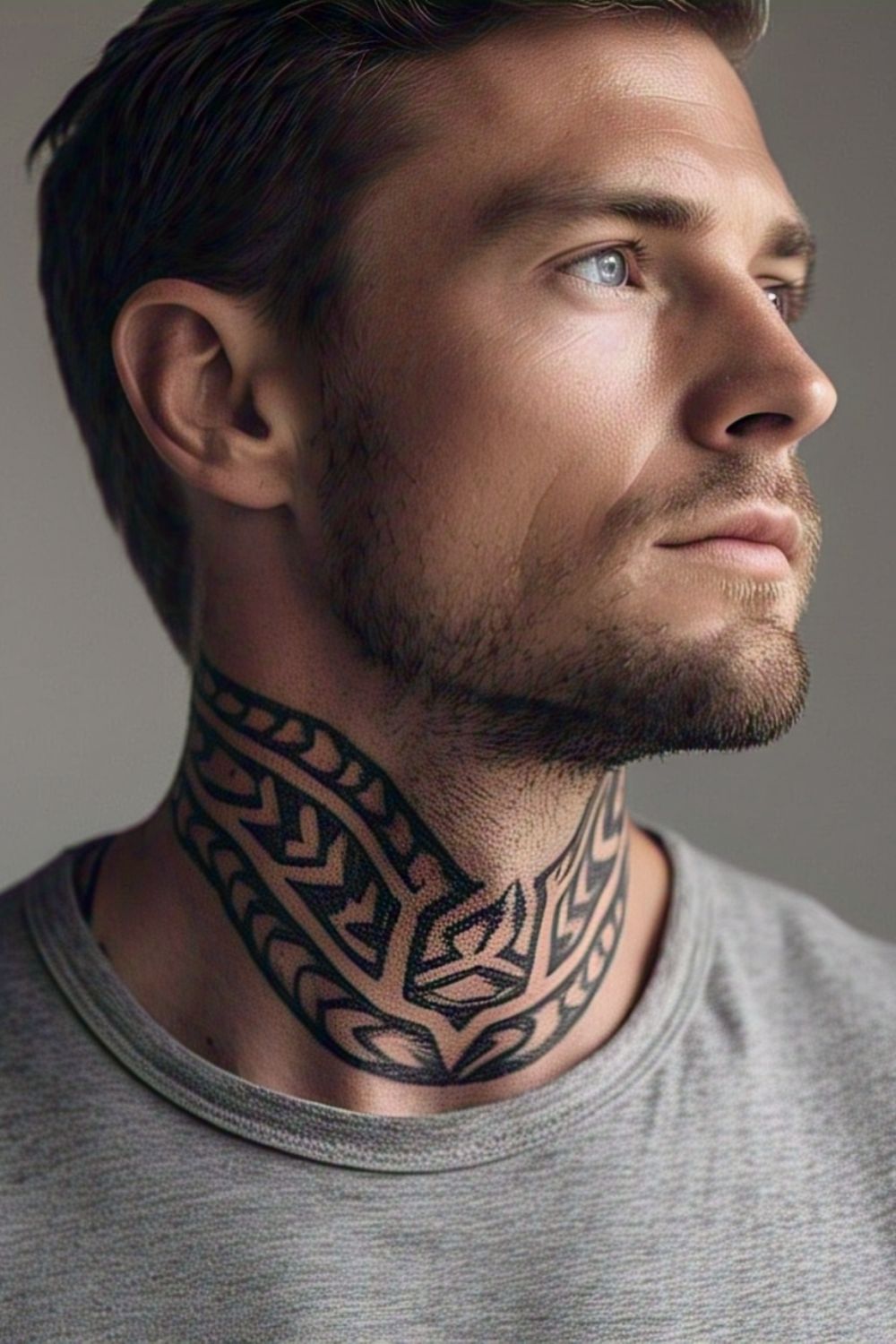 Tribal Throat Tattoo