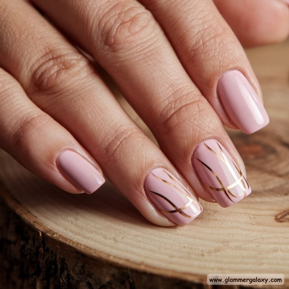 Neutral Winter Nails having Magnetic Pink Effects
