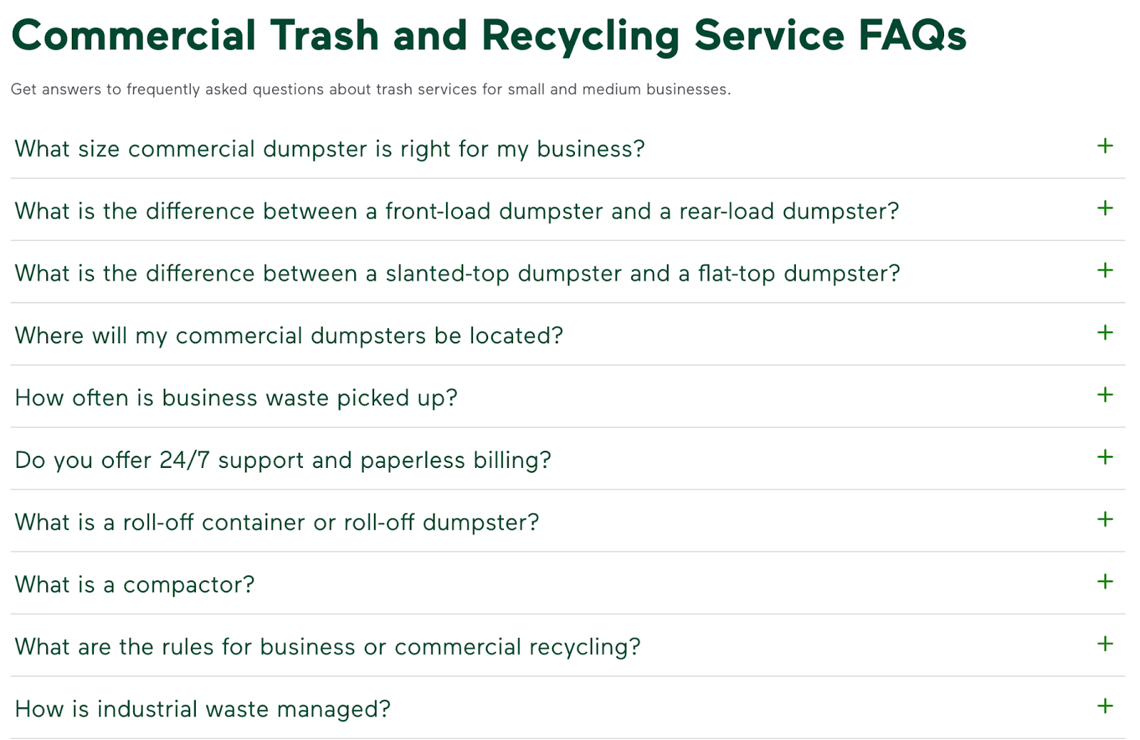 waste management website example