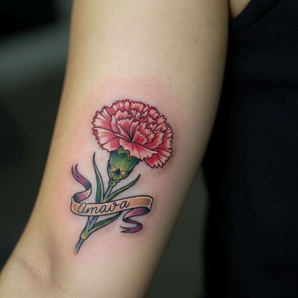 Carnation Tattoo with Name