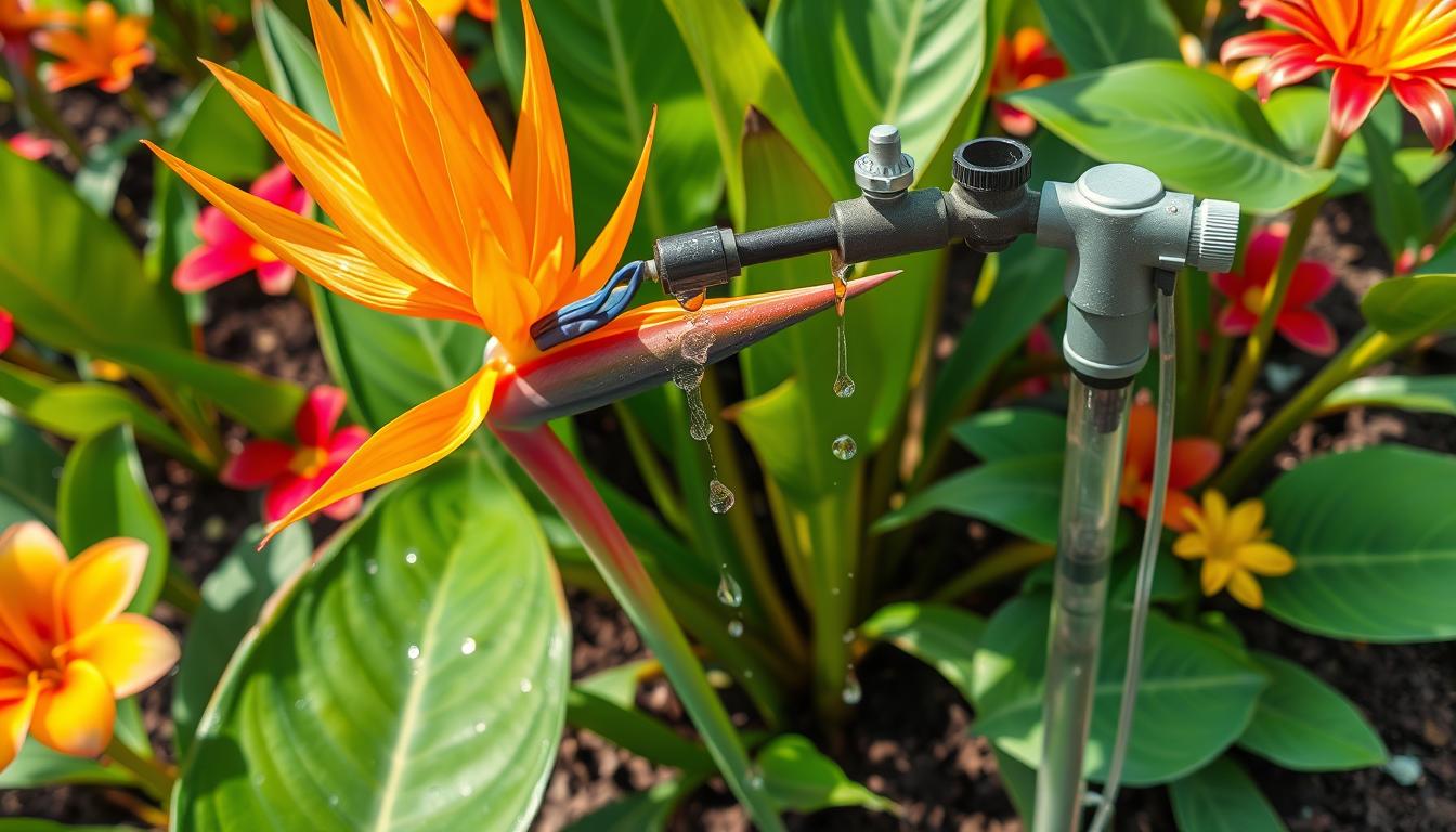 Irrigação da planta Estrelítzia