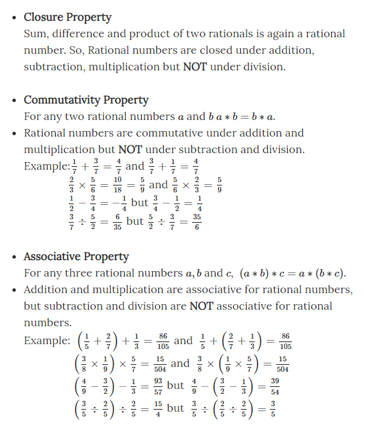 Properties of Rational Number