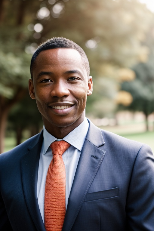 A man posing for his headshot against a natural headshot background