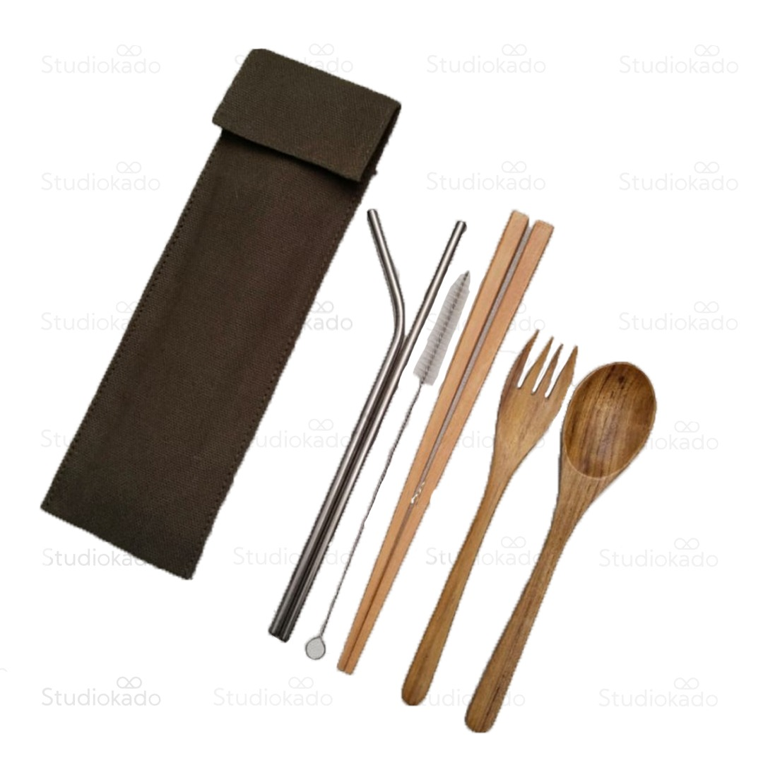 Wood and Stainless Steel Cutlery Set