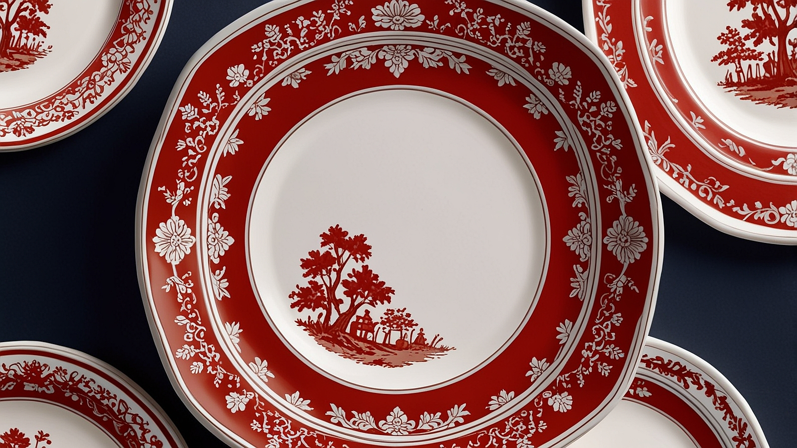 Wedgwood Trentham Red Pattern Square Plate Edme