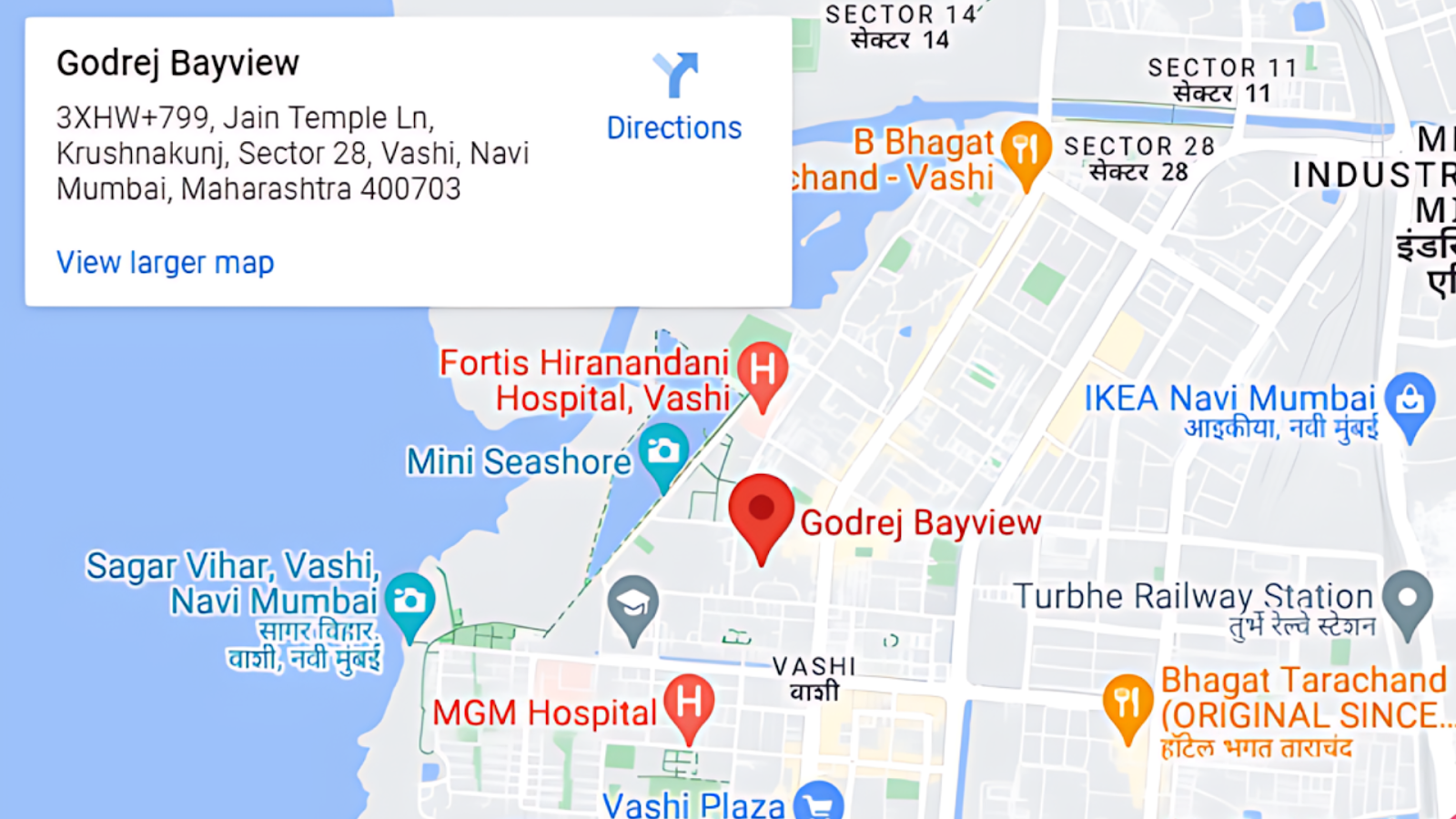 Godrej Bayview Vashi location.