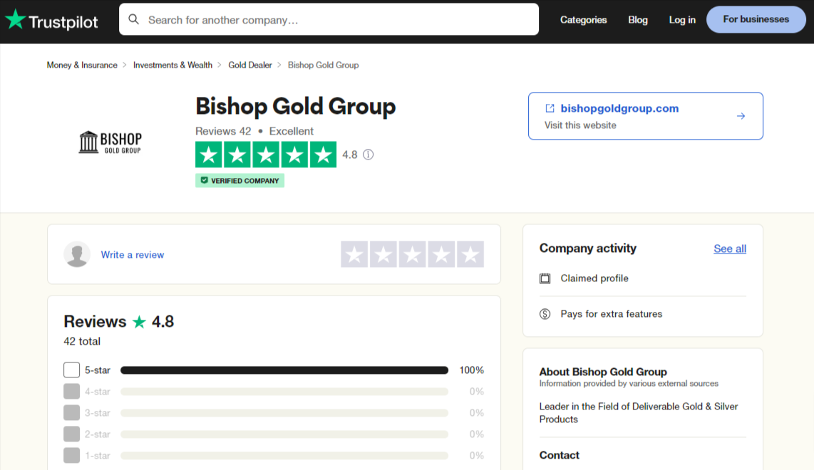 Bishop Gold Group reviews and complaints on Trustpilot