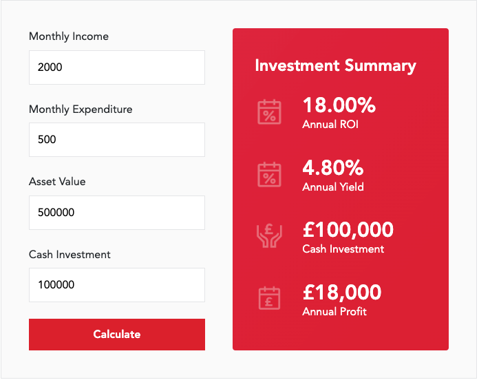 Investment property ROI calculator.
