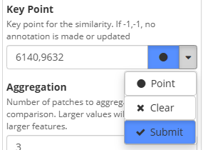 Part of the user interface allowing a point to be selected for analysis
