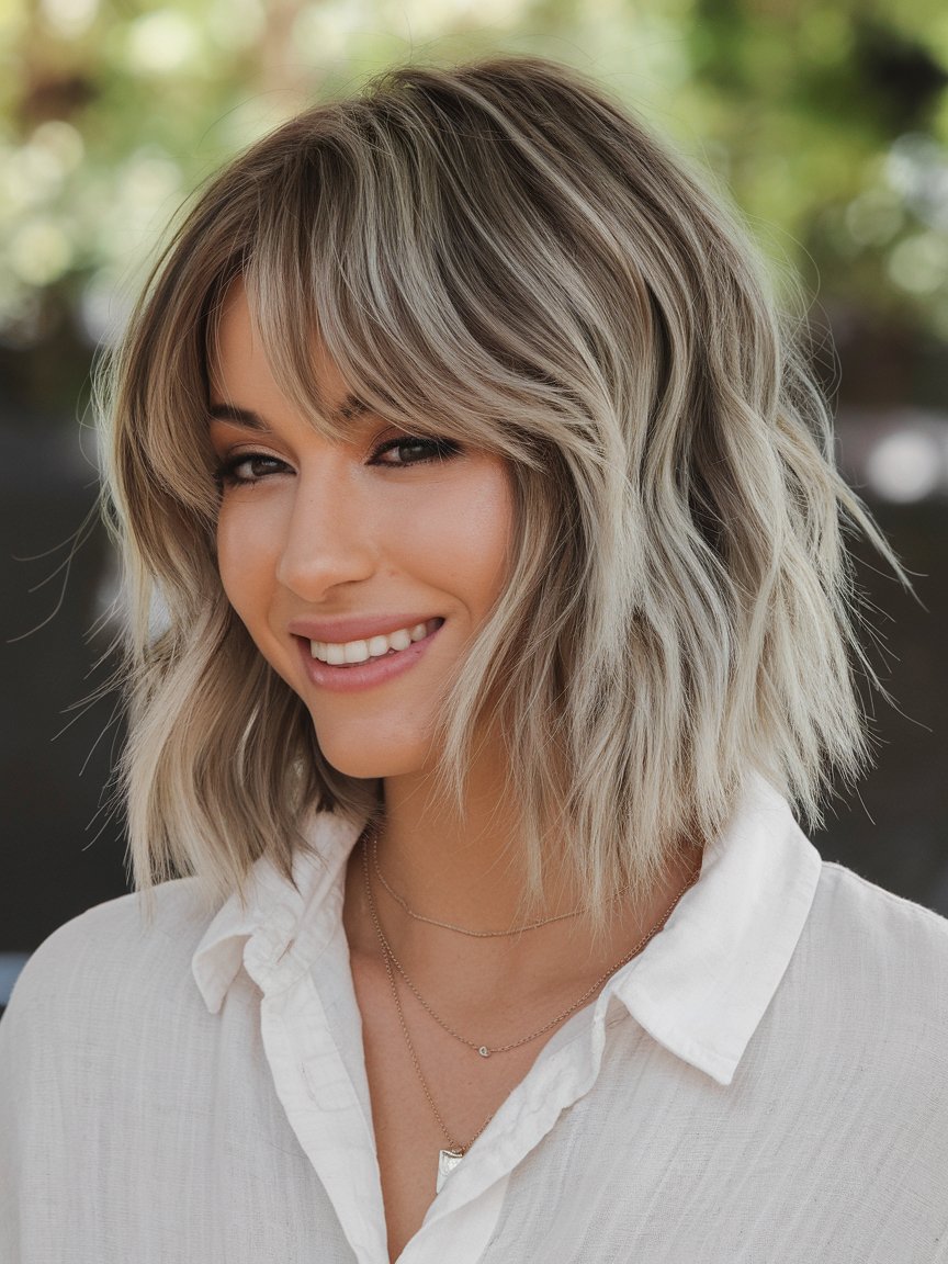 13. One-Length Beachy Textured Bob