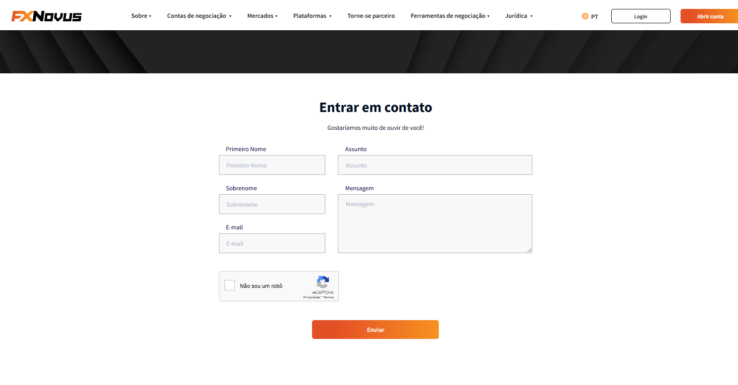 Visite a página de Contato da FXNovus para mais informações.