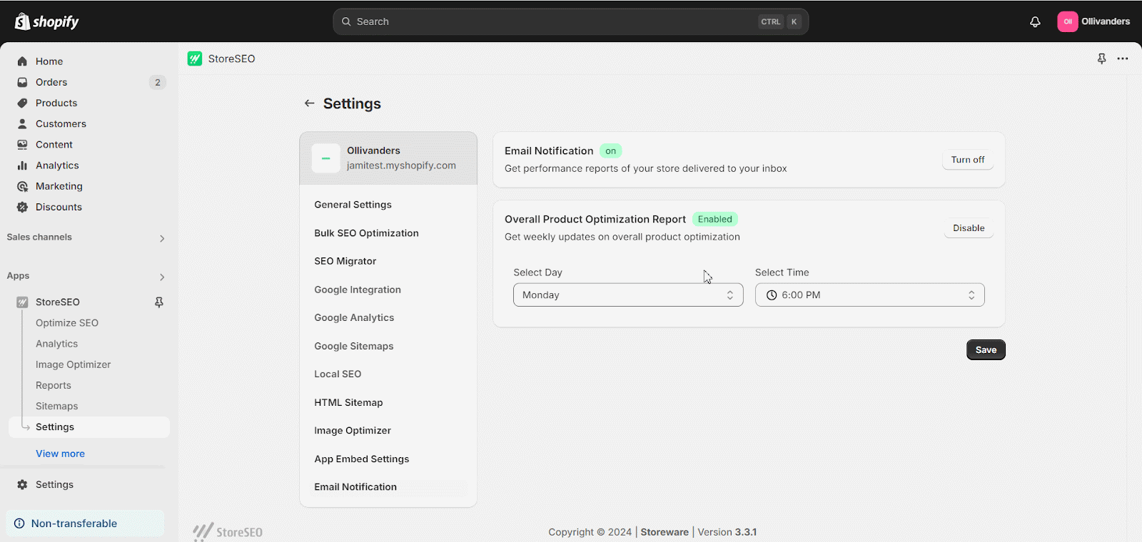 How To Enable Or Disable Email Notification in StoreSEO?