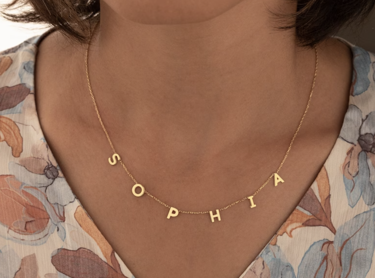 Personalized Initial Name Gold Necklace