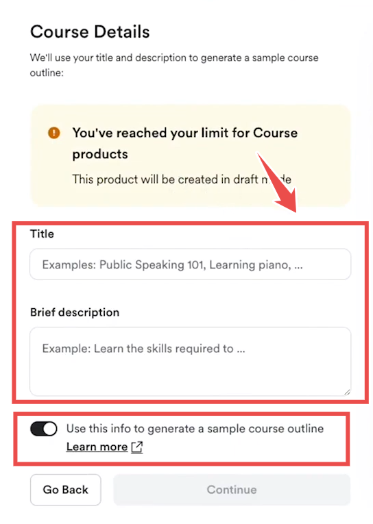 creating a course outline in Kajabi via AI