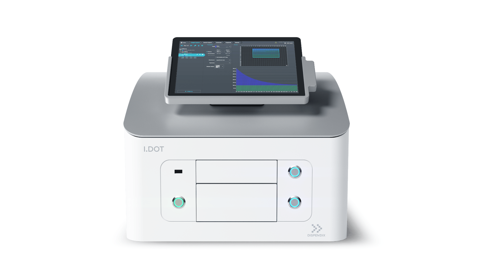 The I.DOT Liquid Dispenser is an automated NGS library prep solution that can dispense up to 384 liquids into 1536 wells of a destination plate. It is a versatile tool for complex experiments at any scale.