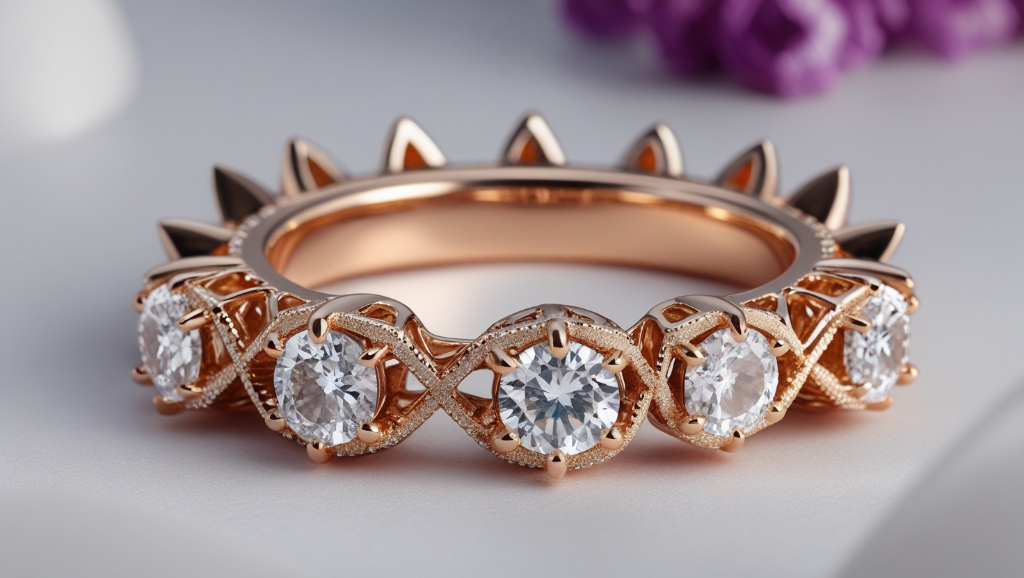 Lace Bridge Three Stone 6 Prong Ring