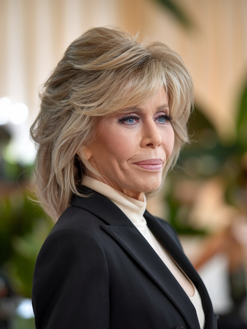 64. Jane Fonda’s Signature Layered Hairstyle