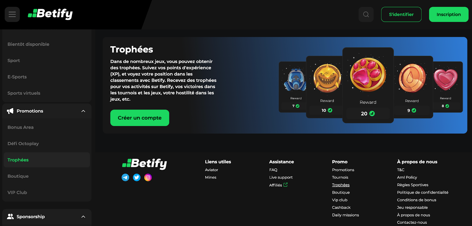 Trophées sur Betify