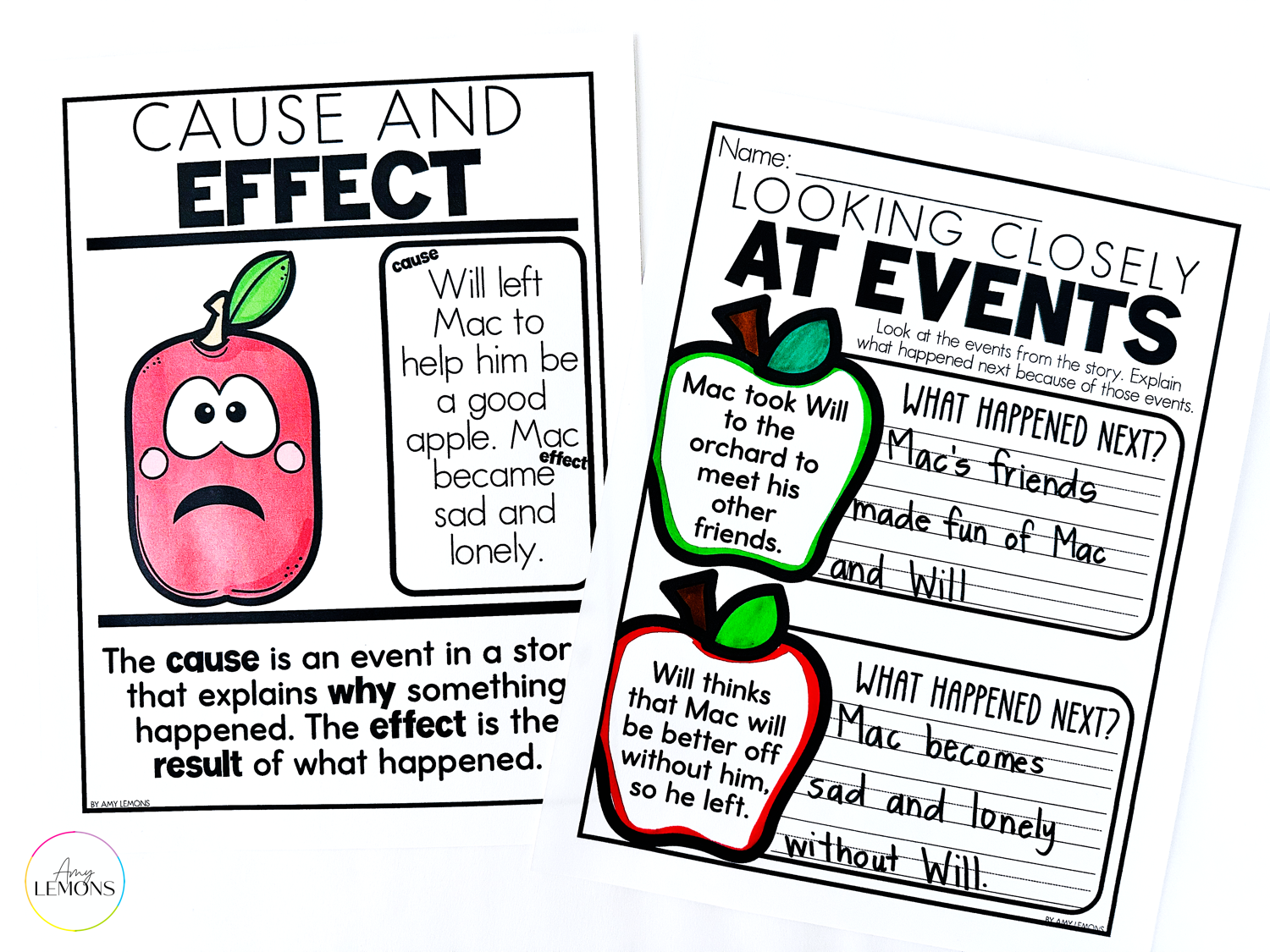 Cause and effect digital poster and graphic organizer.