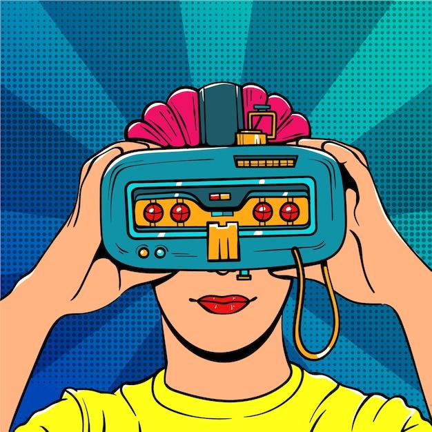 Hand drawn pop art and technology illustration