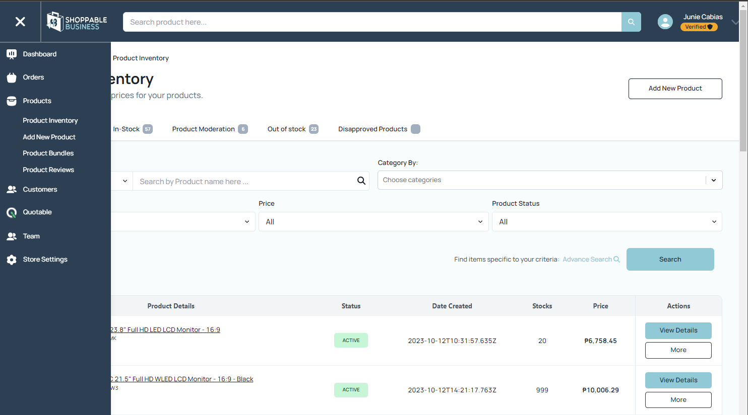 how to change product price shoppable business