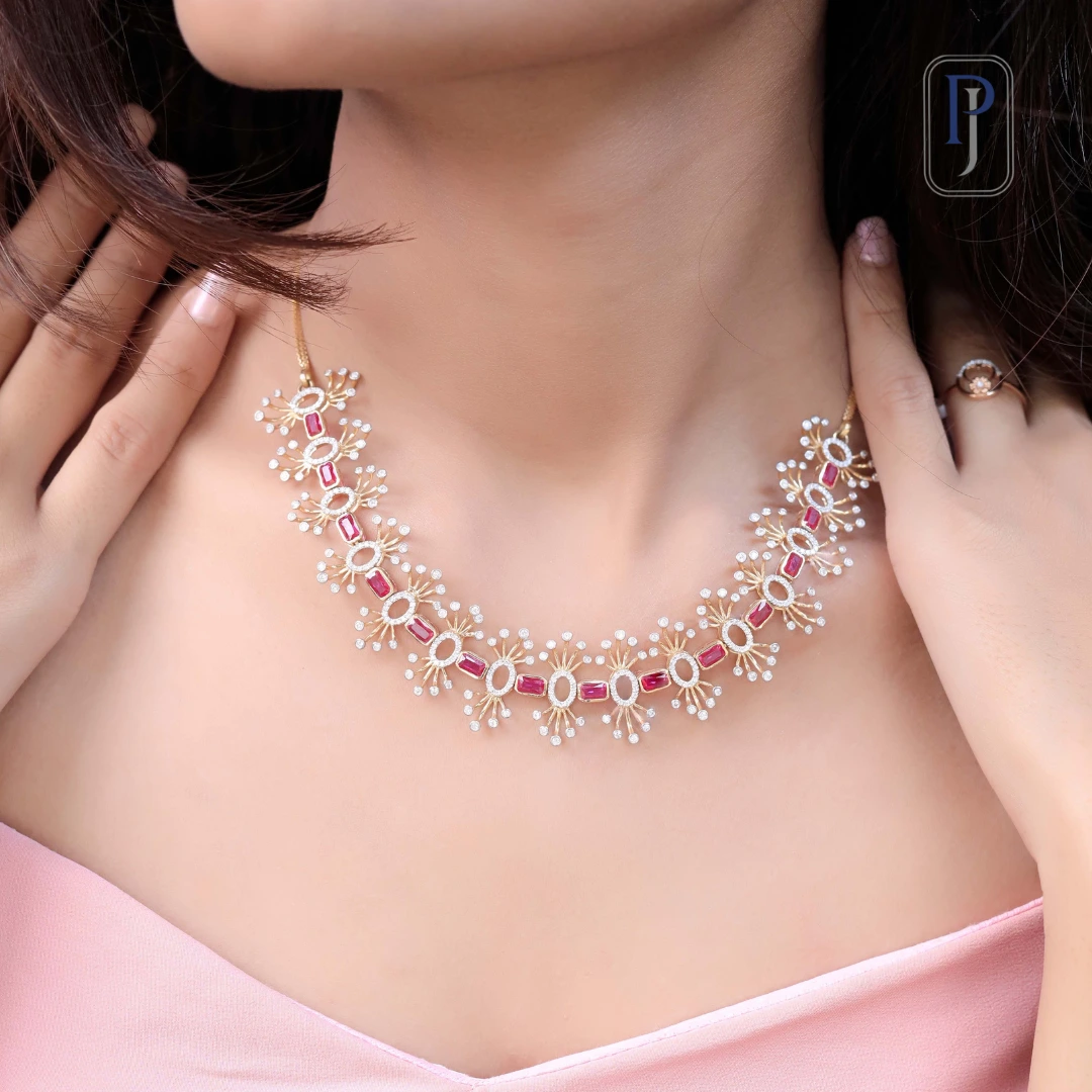 Lab diamond wedding necklace jewelry suitable to celebrate the moments with each other.