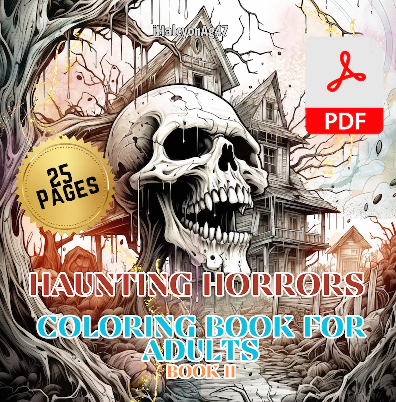 Haunting Horrors adult coloring pages printable