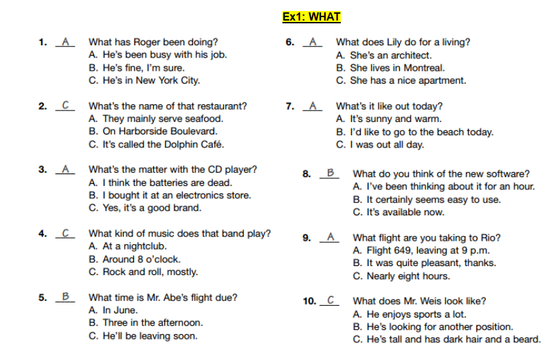 Cấu trúc TOEIC Listening Part 2