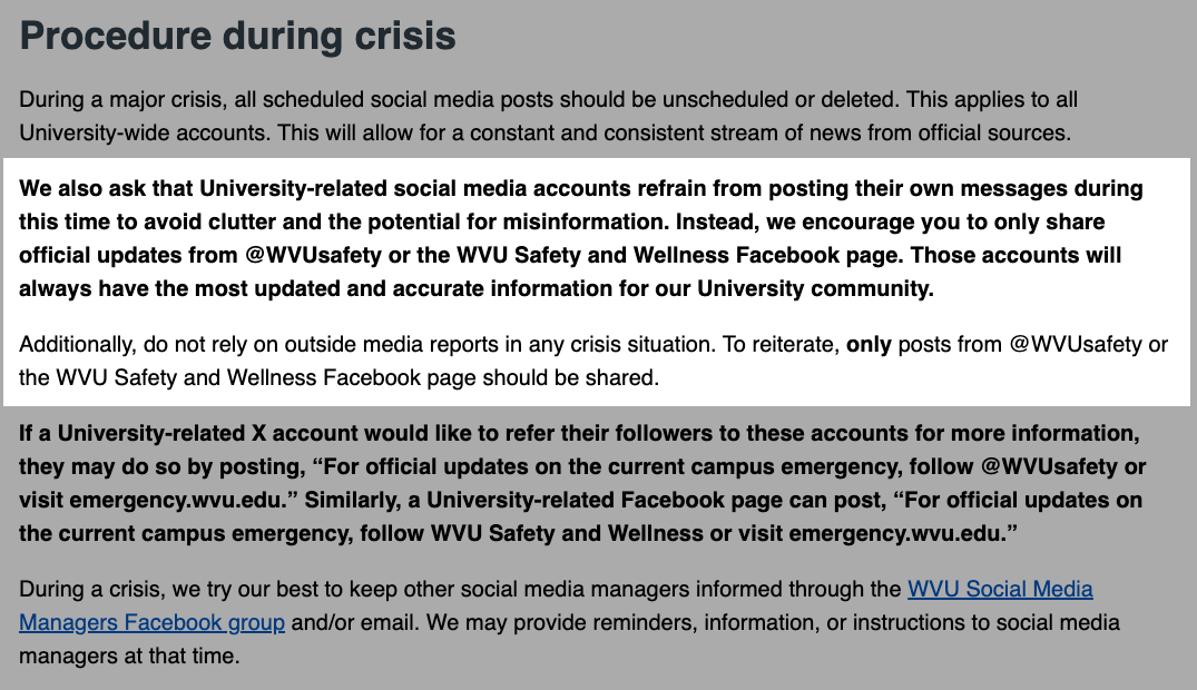 Example of crisis management strategy