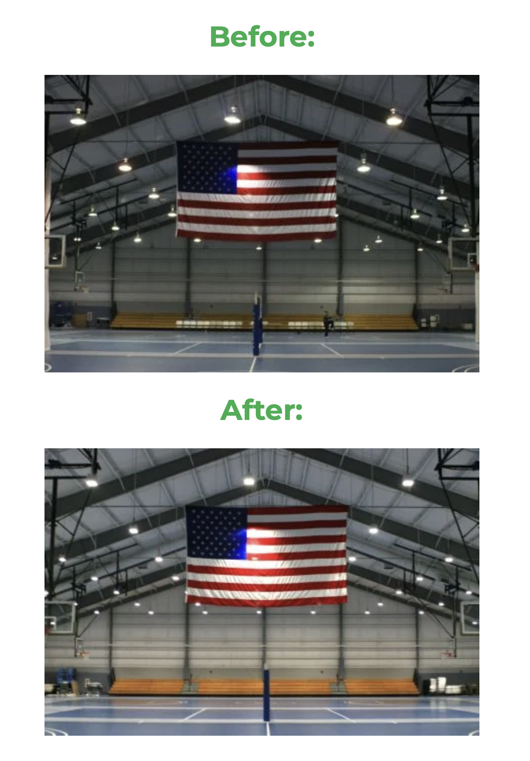 Before and After Sports Lighting | Stouch Lighting