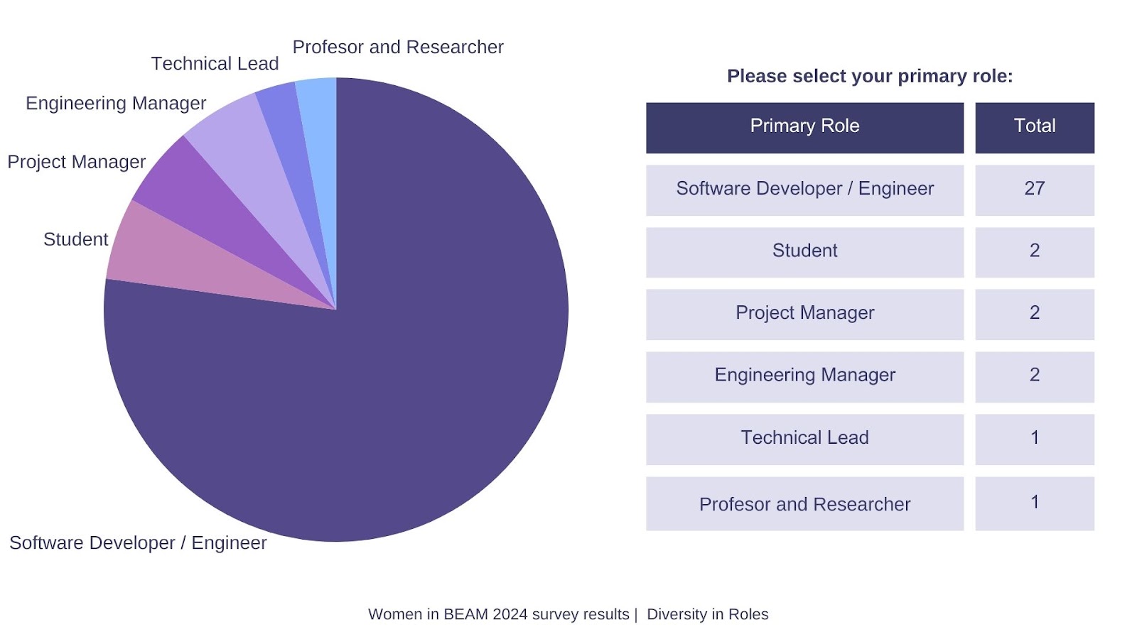 Women in BEAM survey results, Diversity in Roles