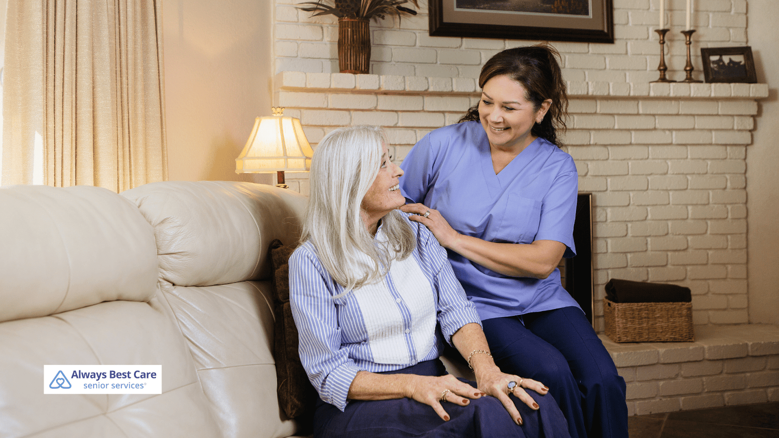 Always Best Care caregiver and senior patient spending time together in house