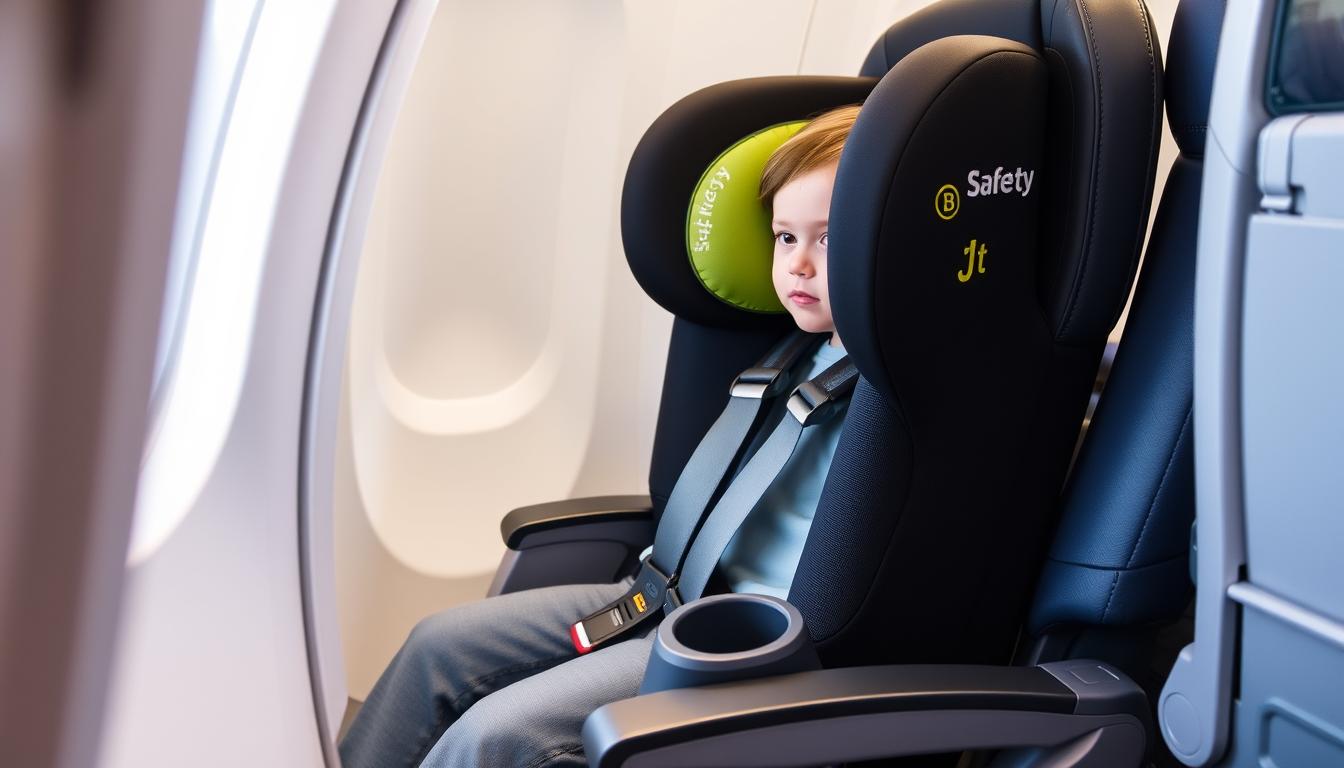 Safety 1st Jive installed on airplane seat