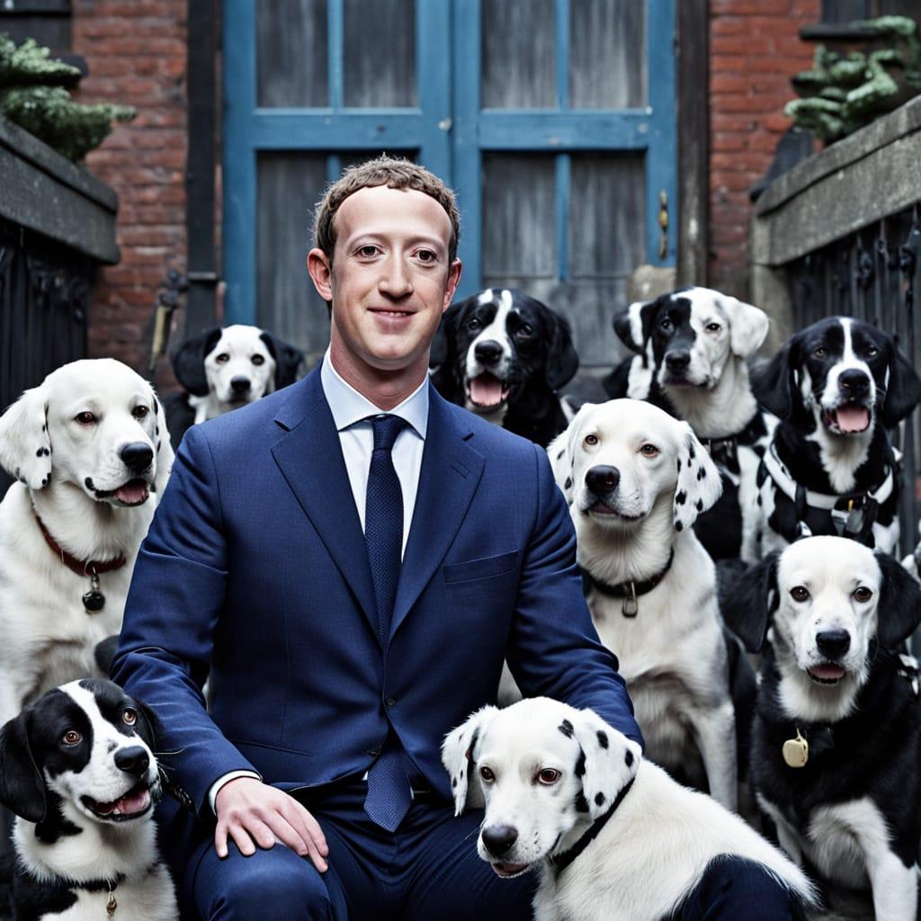 A person in a suit and tie sitting in front of many dogs

AI-generated content may be incorrect.