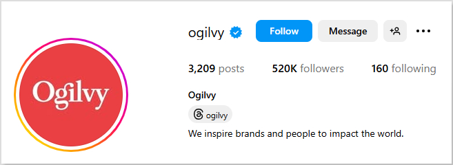 Ogilvy Instagram bio