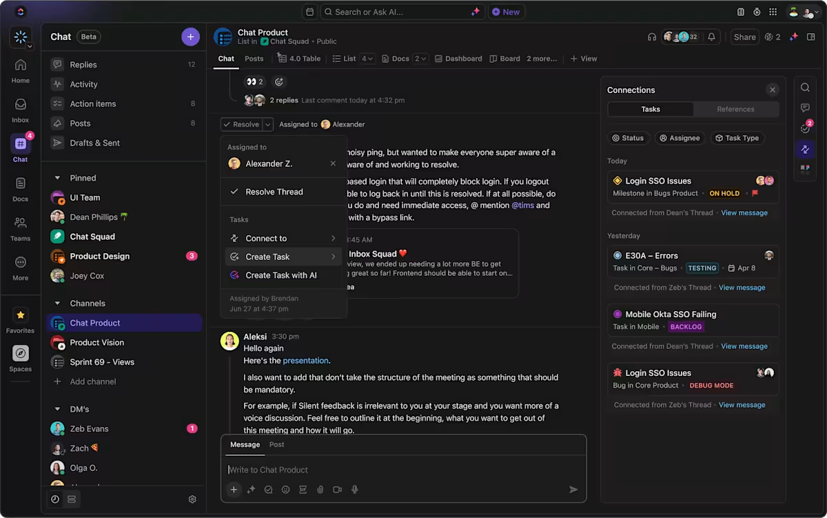 ClickUp Chat: client collaboration