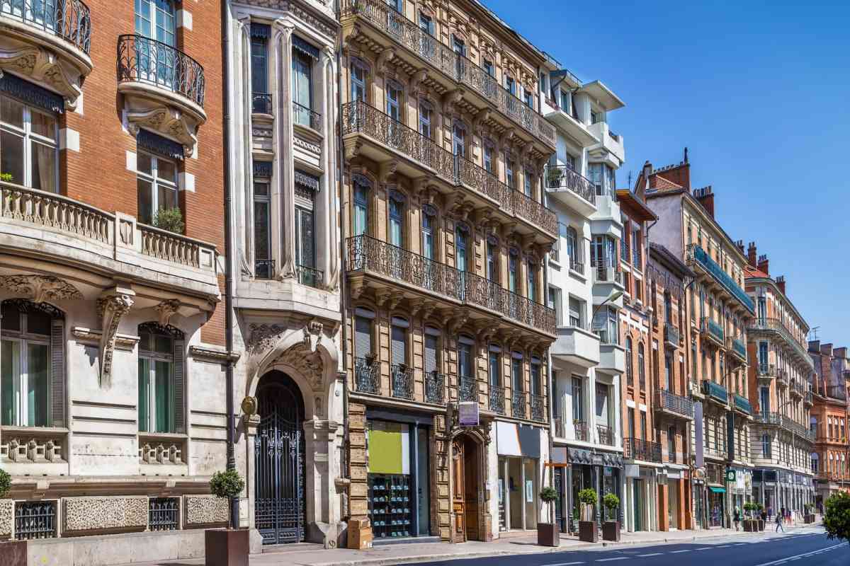 Street in Toulouse's historical center, France