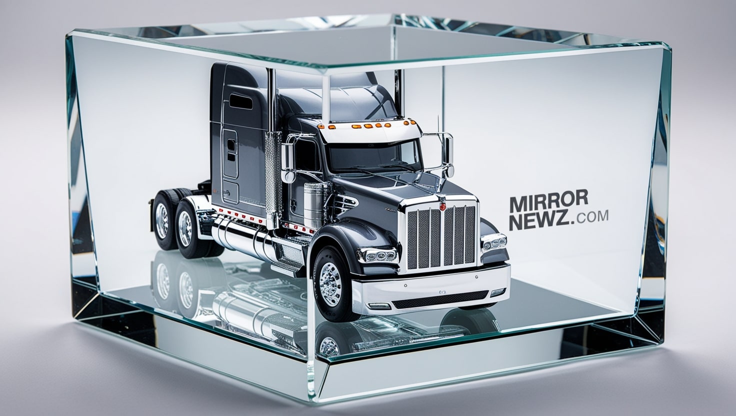 Peterbilt Crystal Paper Weight Glass Square