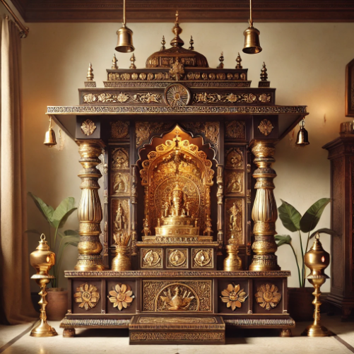 Intricate puja room door design that adds a traditional touch to your sacred space.