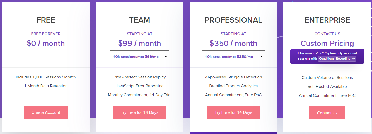 LogRocket pricing