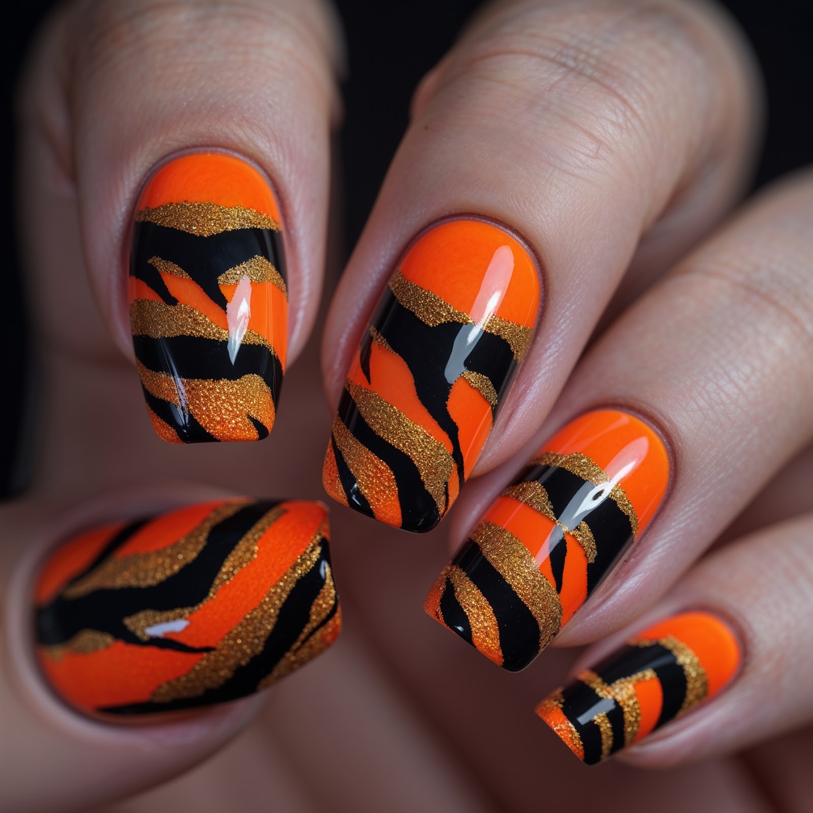 4. Tiger Stripe Nails